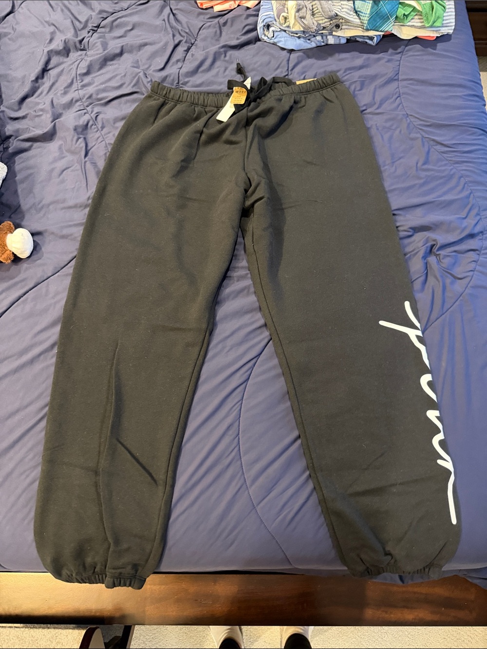 PINK Victoria's Secret Black Jogger Sweatpants with White Script